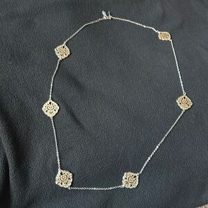 Long Silver and gold tone necklace